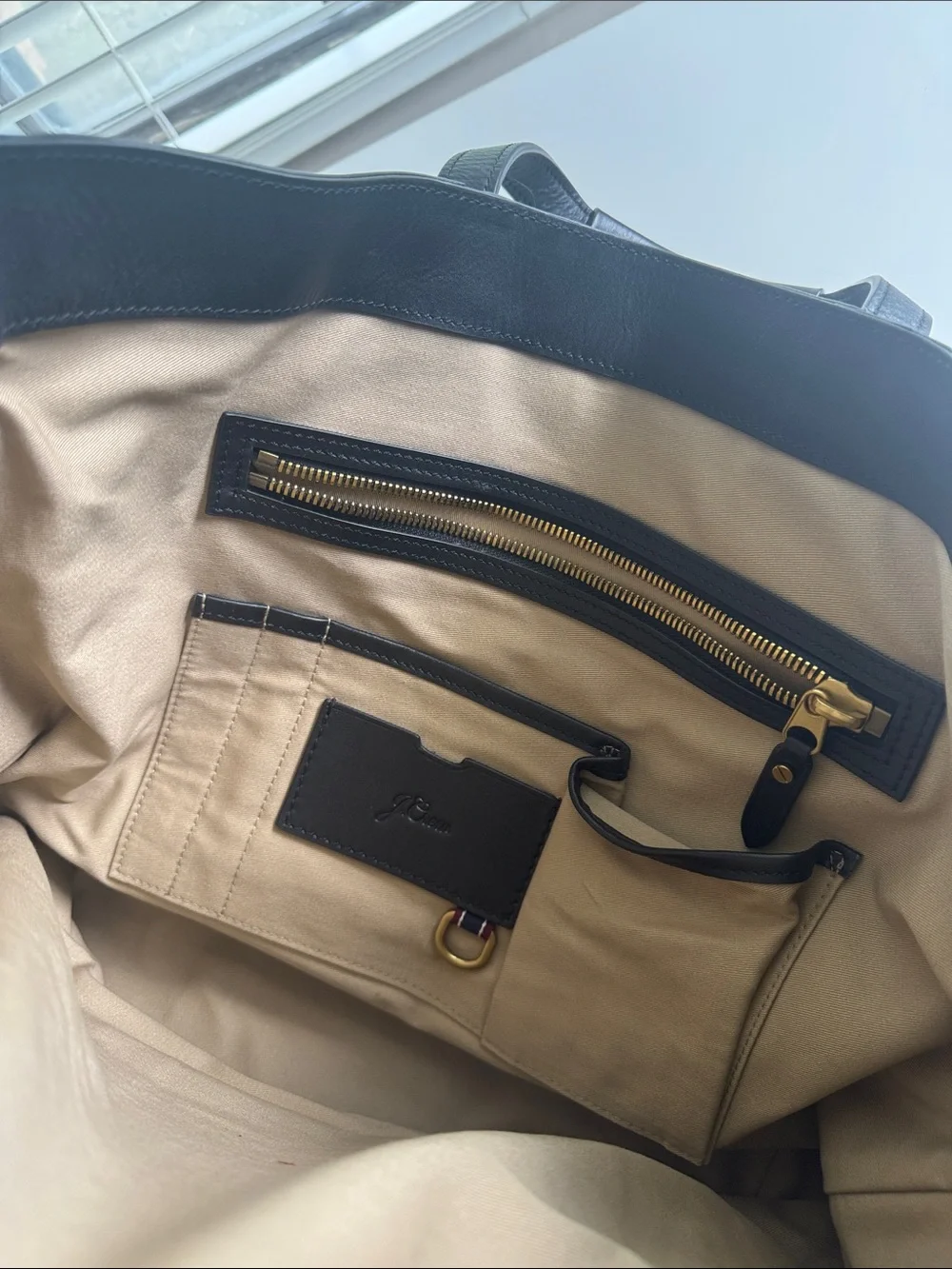 J. Crew Black Leather Briefcase Tote
